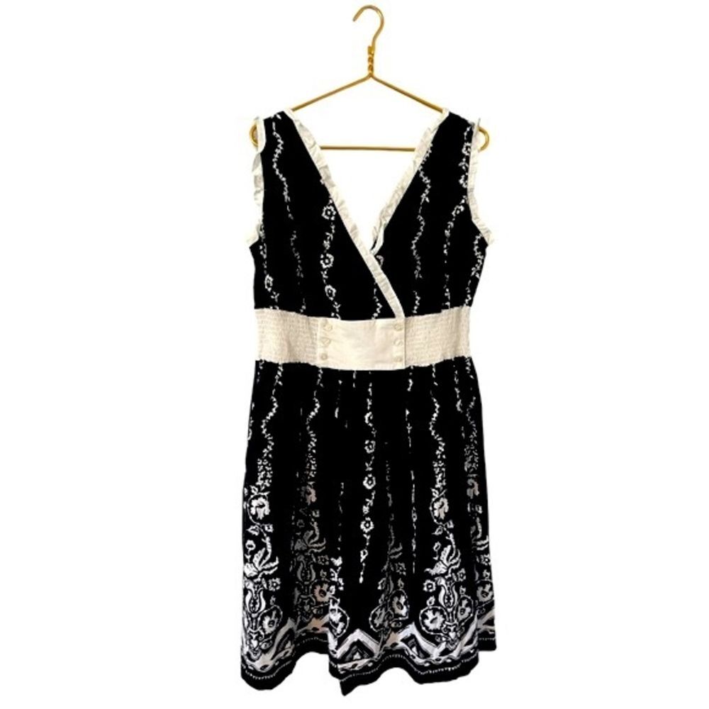 Shana Black & White Floral Print Dress, Woman’s Size 1X